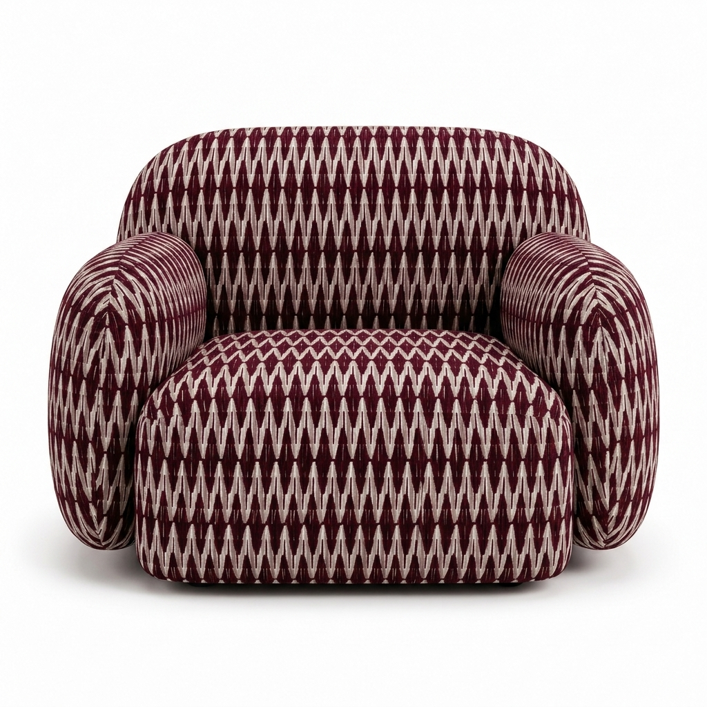 Paloma Fauteuil Chevron Burgundy - voorkant