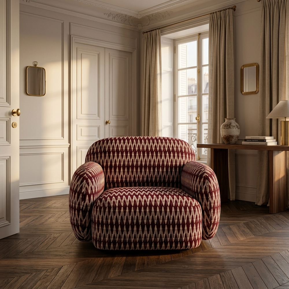 Paloma Fauteuil Chevron Burgundy - sfeerfoto