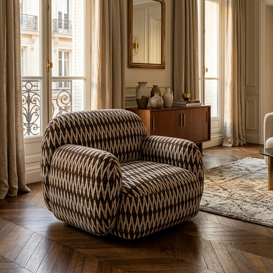 Paloma Fauteuil Chevron Brown - sfeerfoto