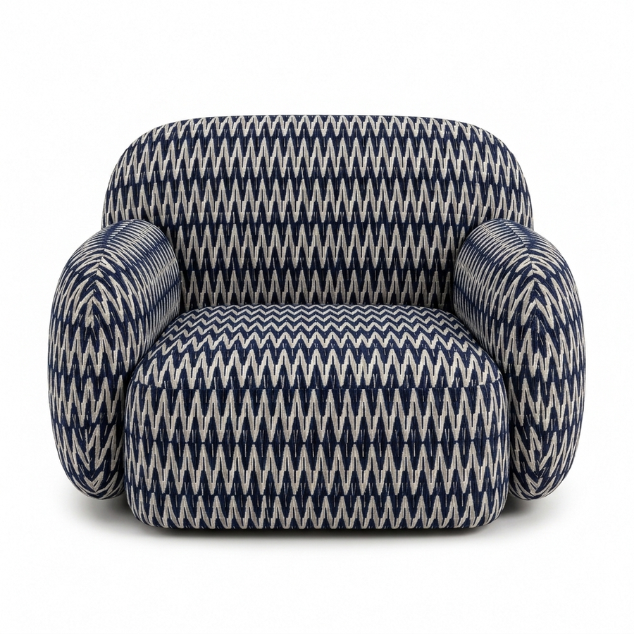Paloma Fauteuil Chevron Navy - voorkant