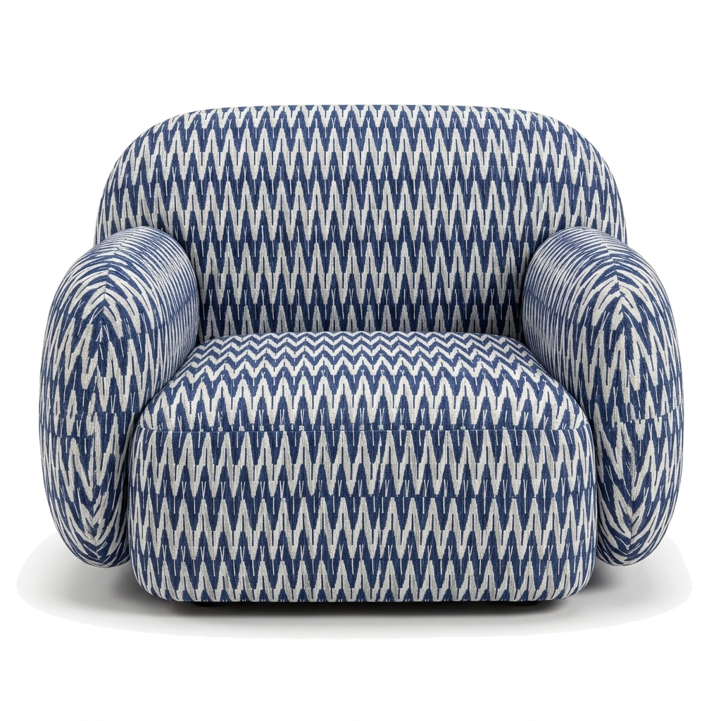 Paloma Fauteuil Chevron Blue - voorkant