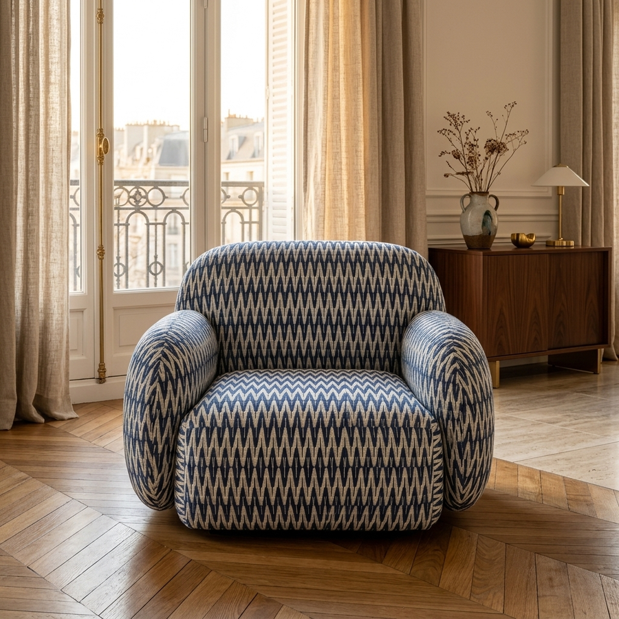 Paloma Fauteuil Chevron Blue - sfeerfoto