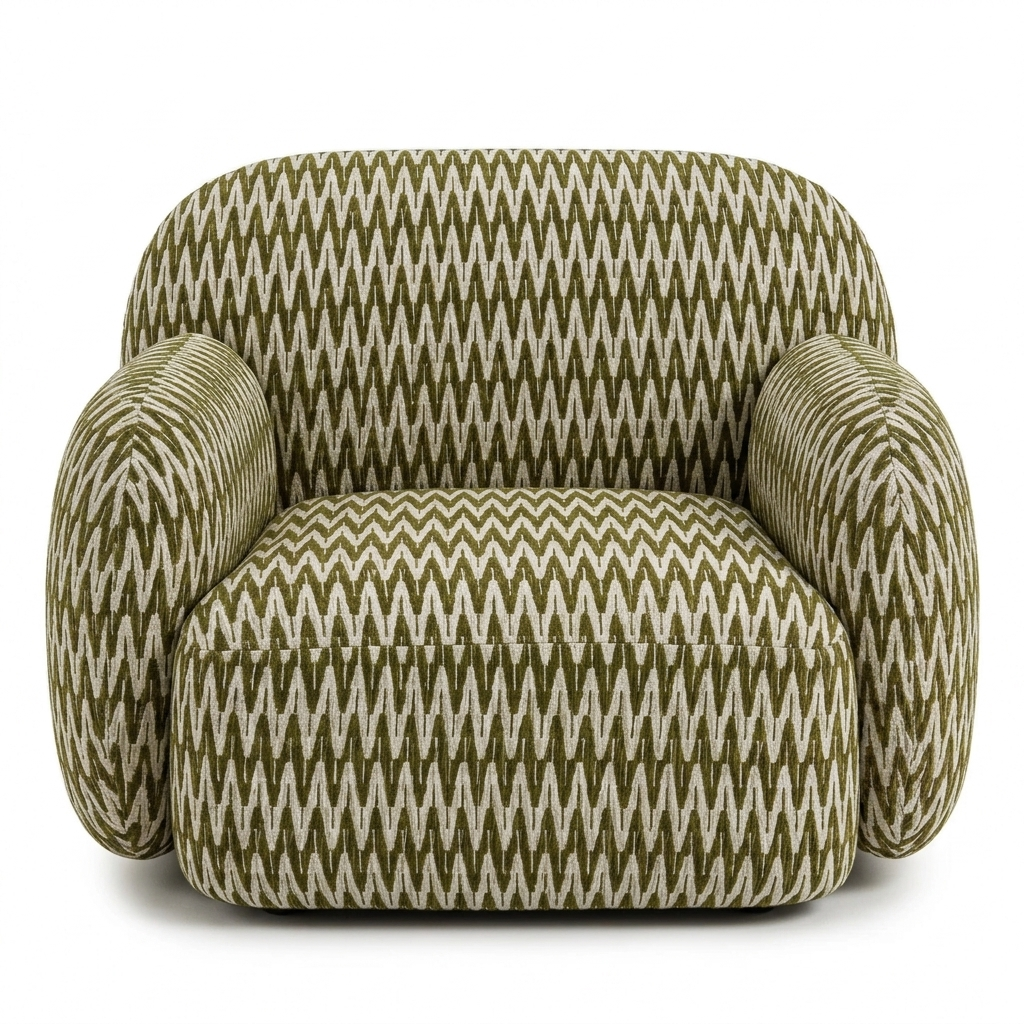Paloma Fauteuil Chevron Olive - voorkant
