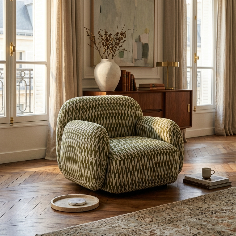Paloma Fauteuil Chevron Olive - sfeerfoto