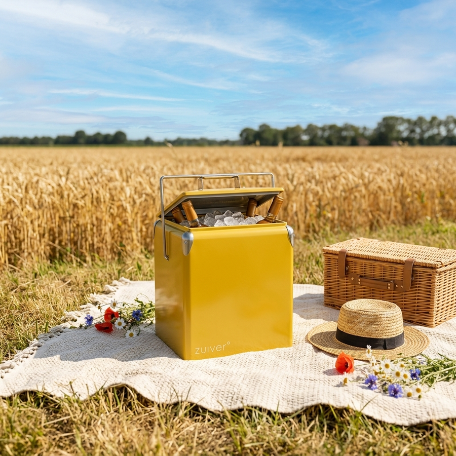 Zuiver Cooler Be Wine Geel - picknick aan de rand van het korenveld