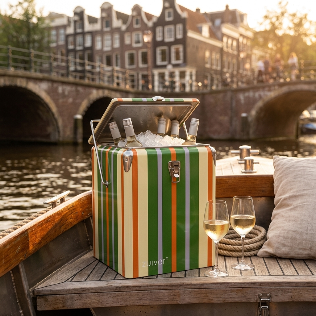 Zuiver Cooler Be Wine Strepen Lemon Groen - golden hour op de gracht