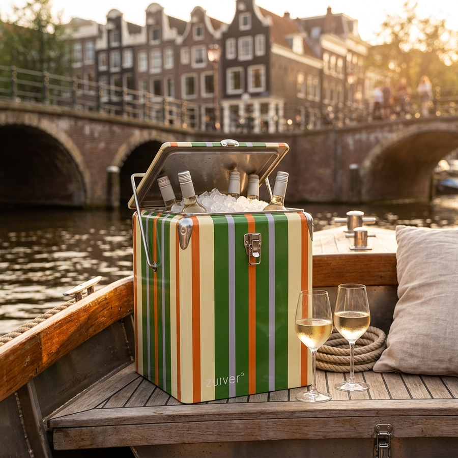 Zuiver Cooler Be Wine Strepen Lemon Groen - golden hour op de gracht