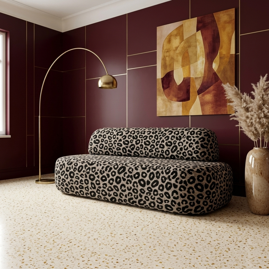 Panter eetbank luipaardprint – sfeerbeeld interieur