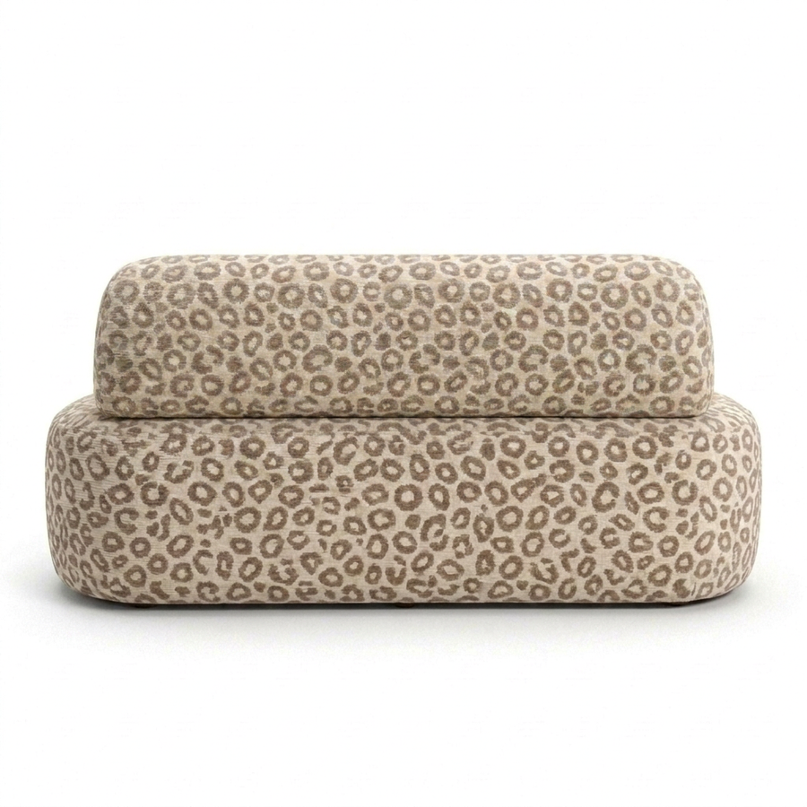 Ronda panter eetkamerbank beige luipaardprint – achteraanzicht