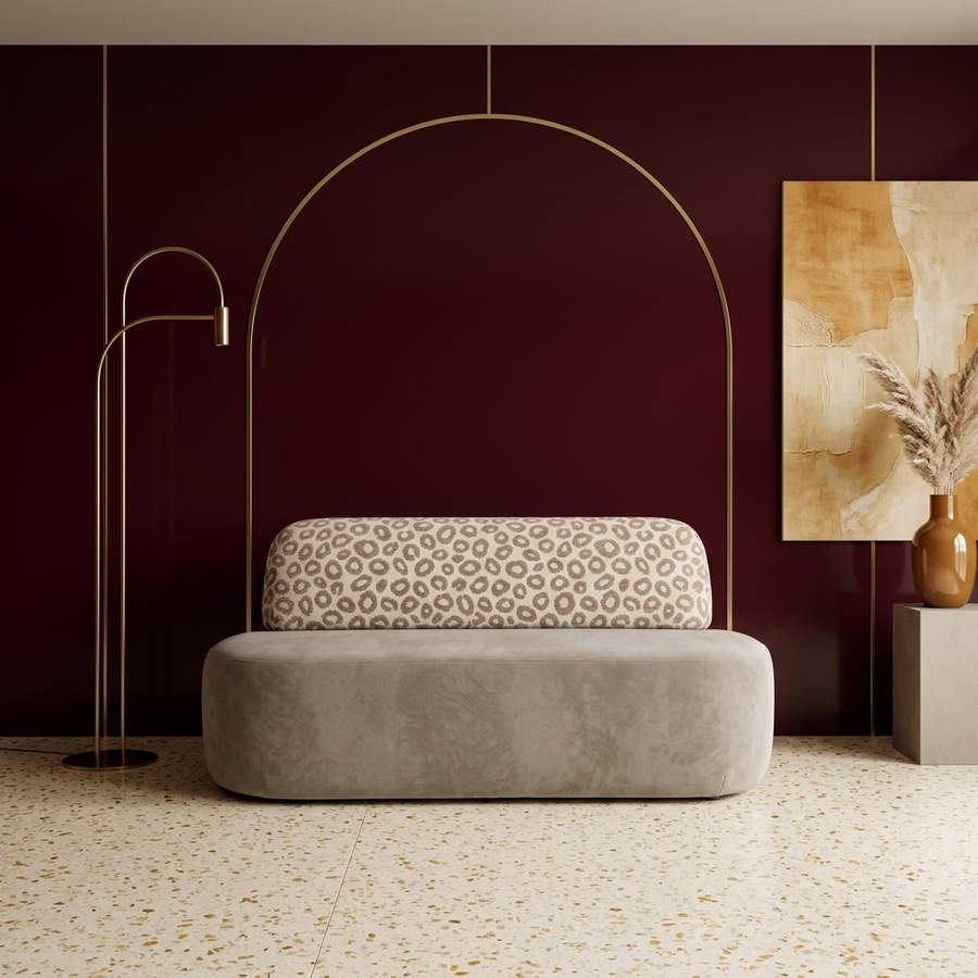 Girona panter eetkamerbank greige – sfeerbeeld interieur