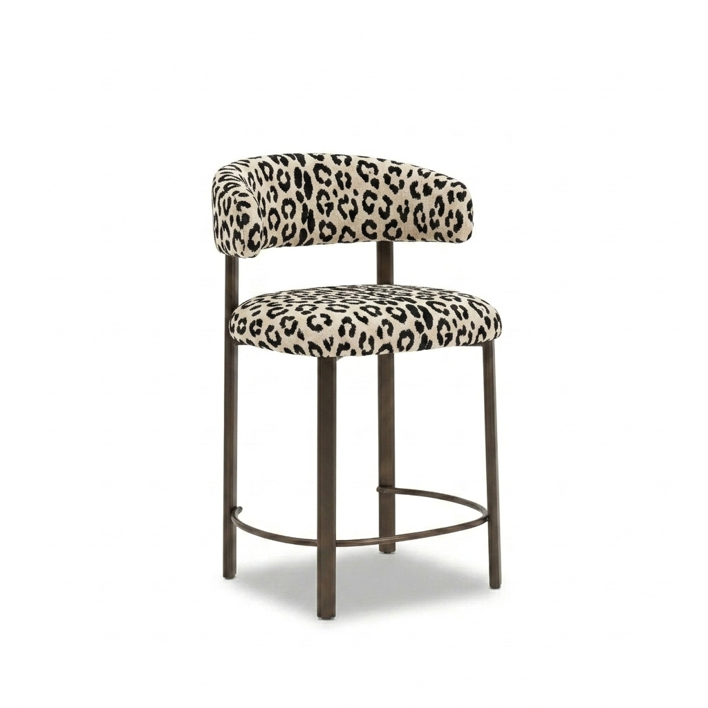 Paloma Barkruk Wild 219 panter crème - driekwart aanzicht
