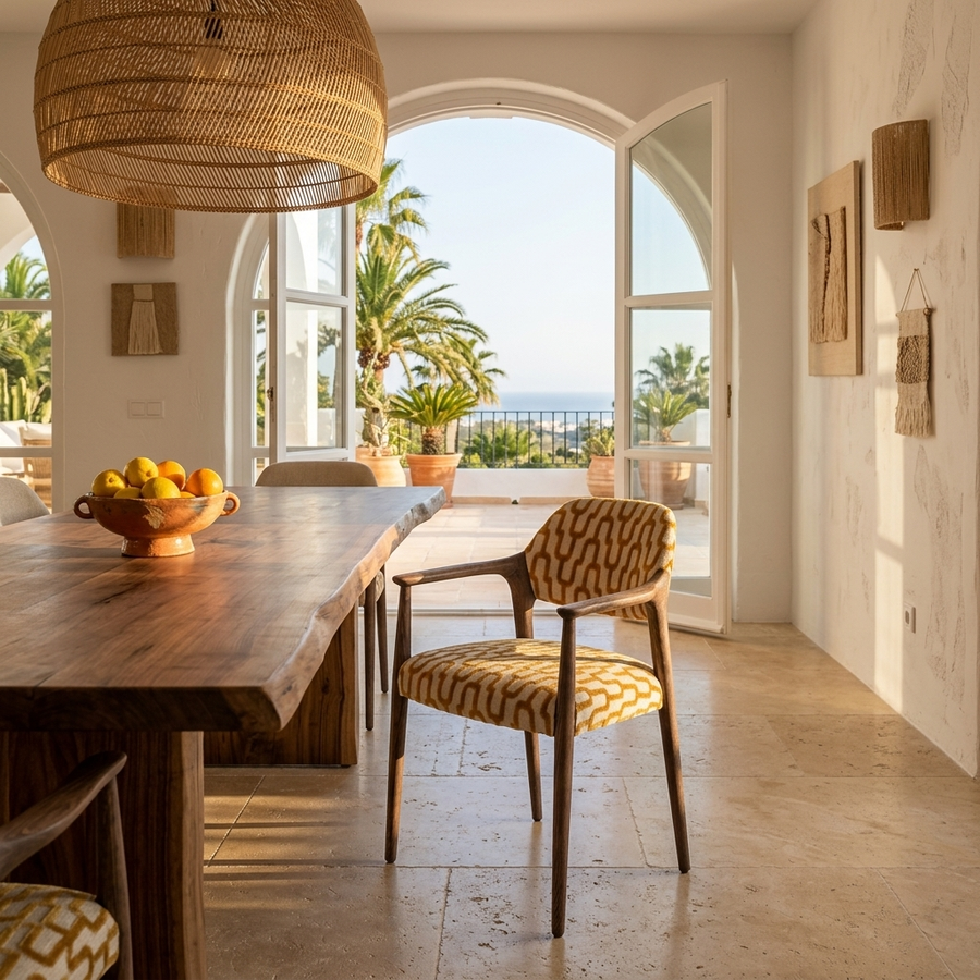 Paloma Eetkamerstoel Romi 45 oker in een Marbella villa