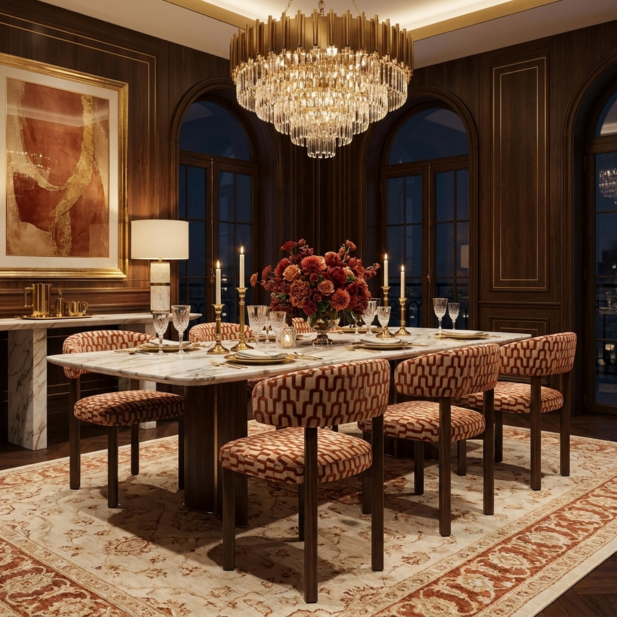 Paloma Velio II eetkamerstoel Romi 58 terracotta - sfeerbeeld fine dining