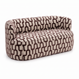 Sevilla Gebogen Eetkamerbank met Print – Aubergine