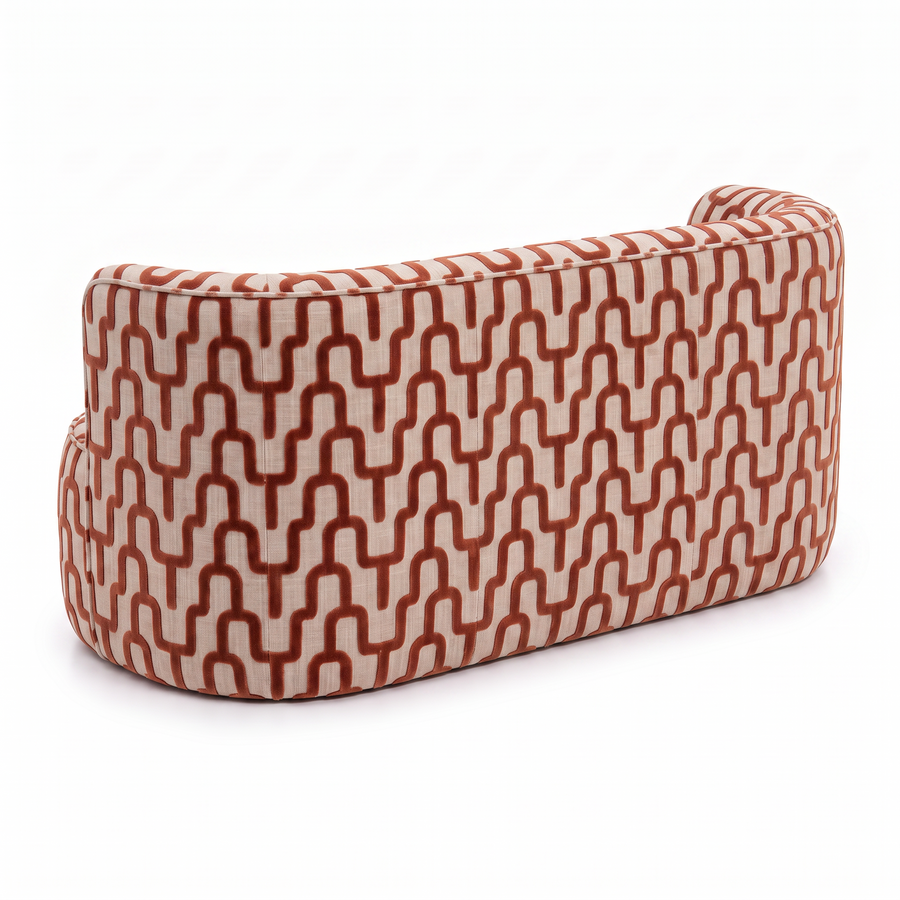 Sevilla gebogen eetkamerbank Romi 58 terracotta - achteraanzicht