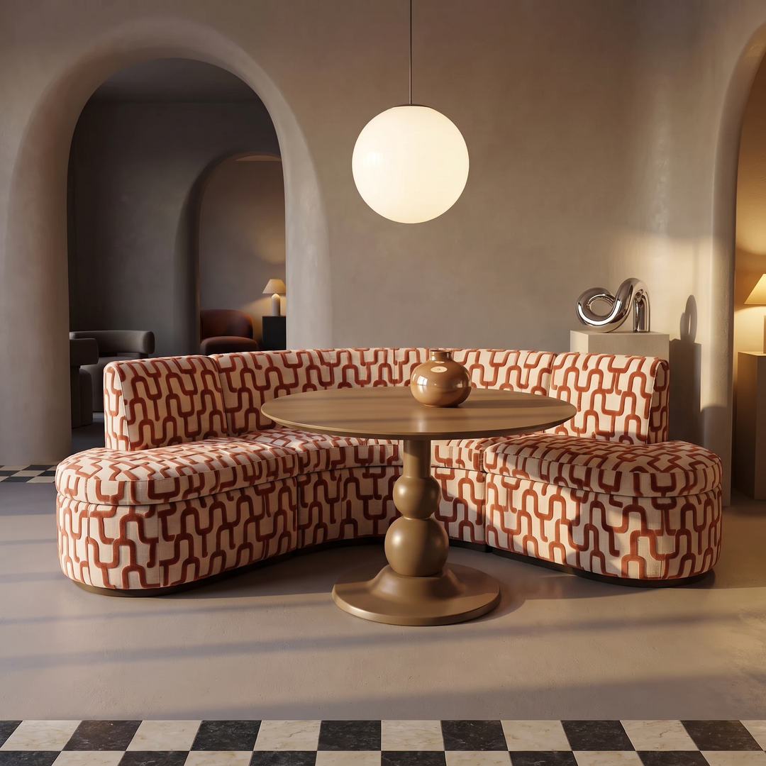 Sevilla Hoek Eetkamerbank Romi 58 Terracotta - vooraanzicht