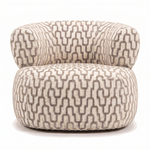 Sevilla Emiel Draaifauteuil velvet met print gebroken wit – voorkant