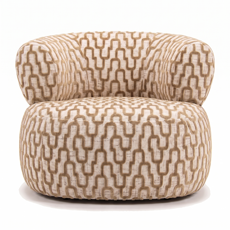 Sevilla Emiel Draaifauteuil velvet met print zand – voorkant