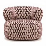 Sevilla Emiel Draaifauteuil velvet met print aubergine – voorkant