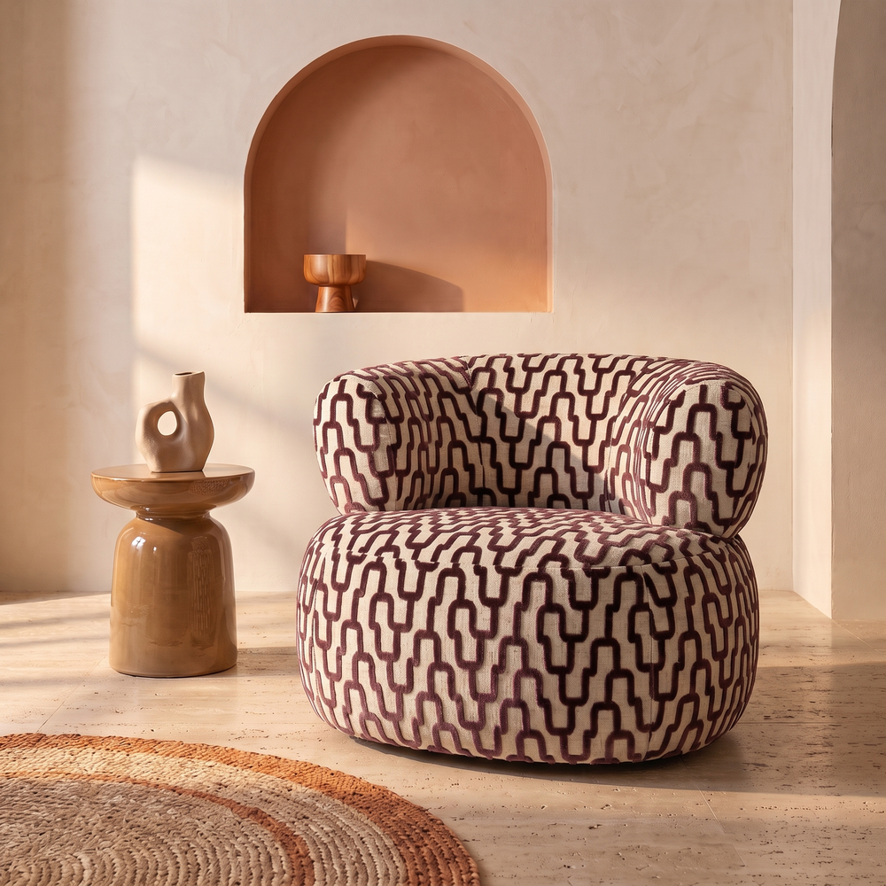 Sevilla Emiel Draaifauteuil aubergine – sfeer woonkamer