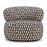 Sevilla Emiel Draaifauteuil velvet met print zwart grafisch – voorkant