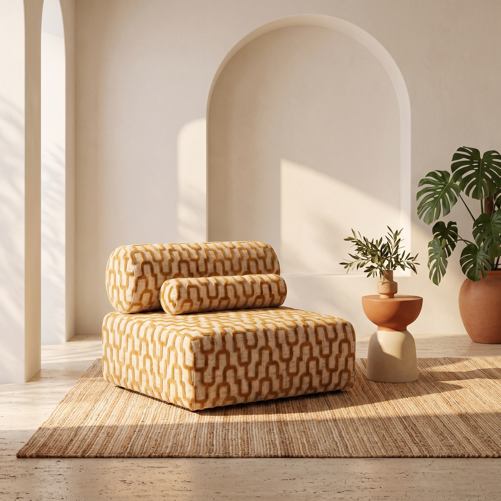 Sevilla Toleno loungestoel oker – sfeer woonkamer