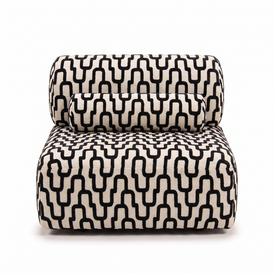 Sevilla Toleno modulaire loungestoel zwart grafisch – voorkant
