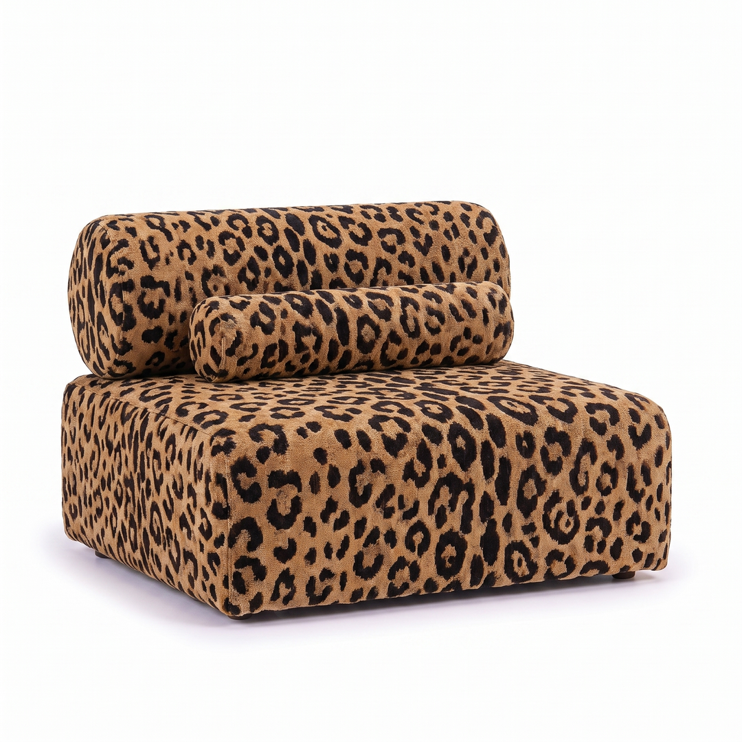 Valenci Toleno modulaire loungestoel luipaardprint Wild 242 panter – 3/4 aanzicht
