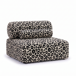 Valenci Toleno modulaire loungestoel luipaardprint panter zwart wit – 3/4 aanzicht