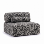 Valenci Toleno modulaire loungestoel luipaardprint panter grijs – 3/4 aanzicht