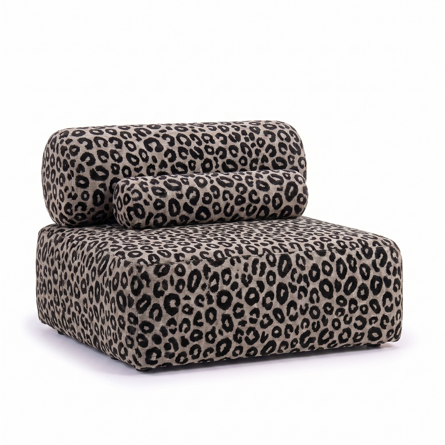 Valenci Toleno modulaire loungestoel luipaardprint panter – 3/4 aanzicht