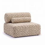 Valenci Toleno modulaire loungestoel luipaardprint panter beige – 3/4 aanzicht