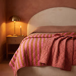 Plaid quilt katoen dubbelzijdig 140x180 cm – roze & bruin