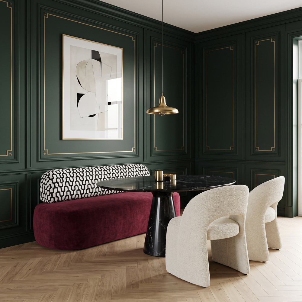 Sevilla Eetbank Bordeaux Romi 99 Zwart Grafisch – sfeer forest green