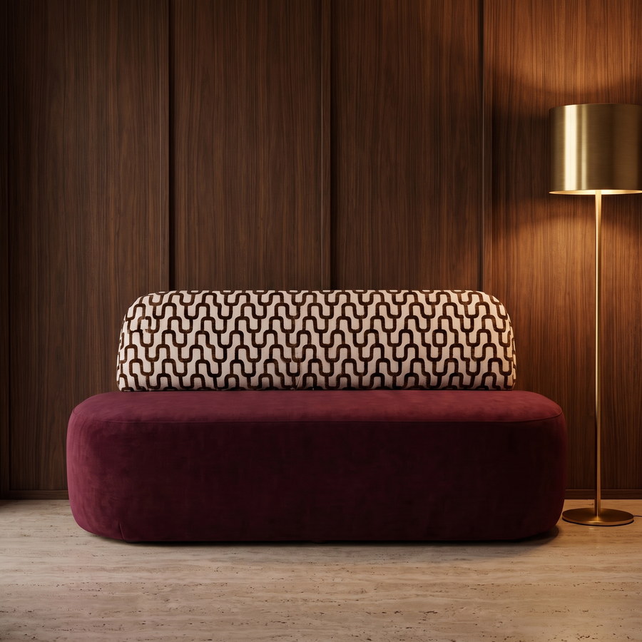 Sevilla Eetbank Bordeaux Romi 58 Terracotta – sfeer walnoot wand