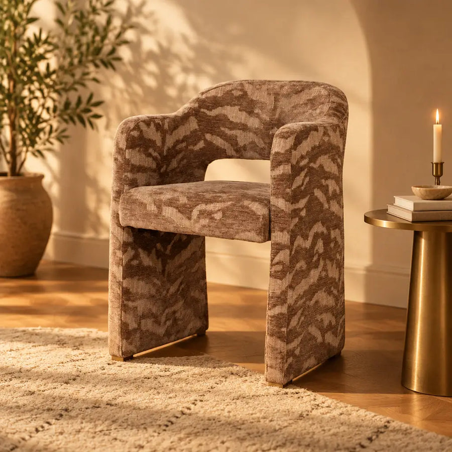 By-Boo Salon Eetkamerstoel Zebraprint – met Armleuningen