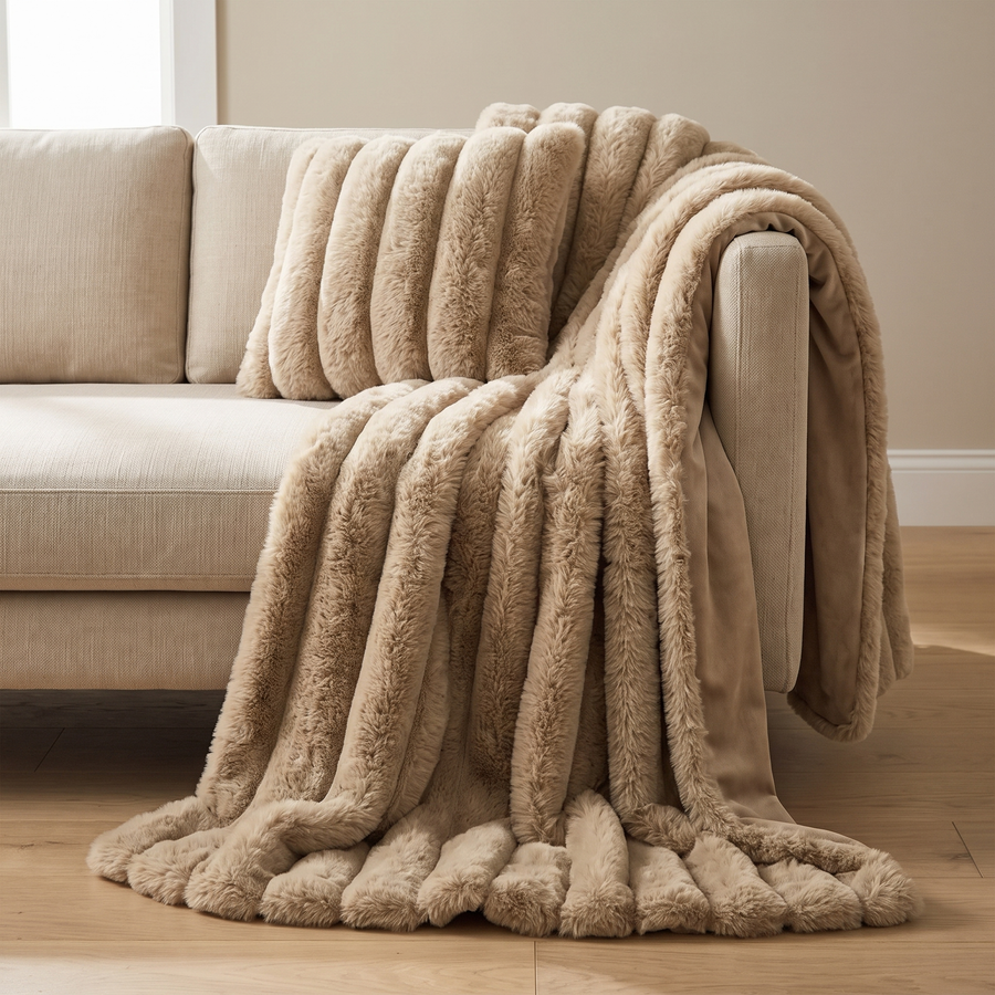 Polly plaid cadeau in Sand – over de leuning