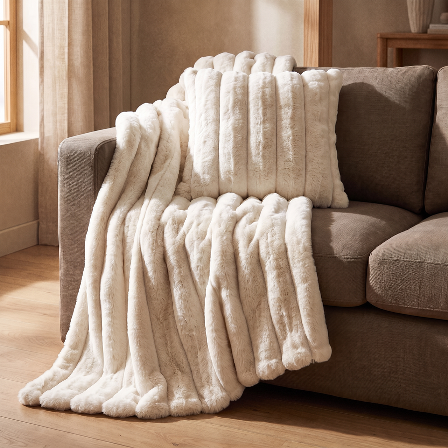 Polly plaid cadeau in Dove white – over de leuning