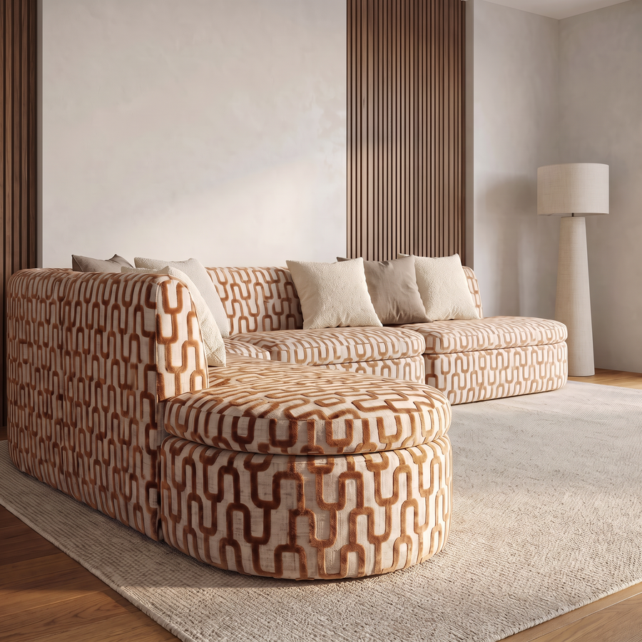 Sevilla Hoek Eetkamerbank Romi 58 Terracotta - laag 3/4 aanzicht
