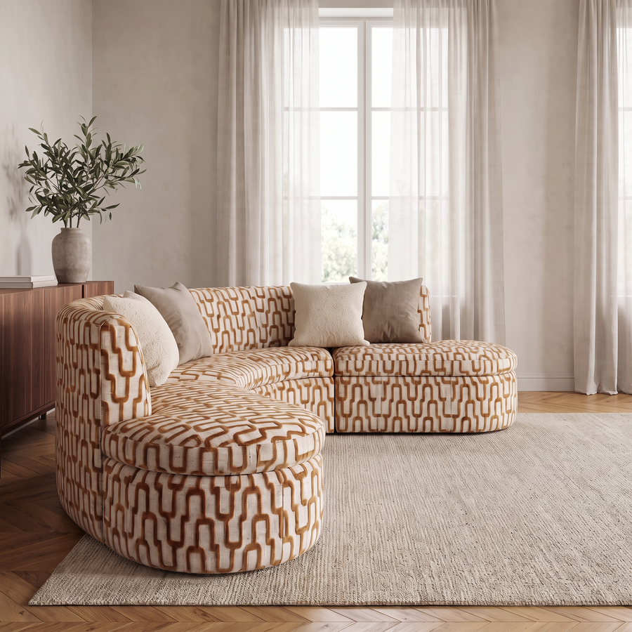 Sevilla Hoek Eetkamerbank Romi 58 Terracotta - 3/4 aanzicht