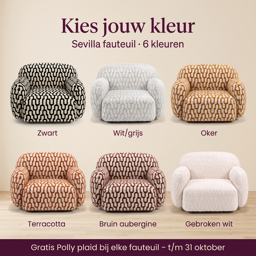 Sevilla fauteuil in alle 6 kleuren – kies jouw kleur