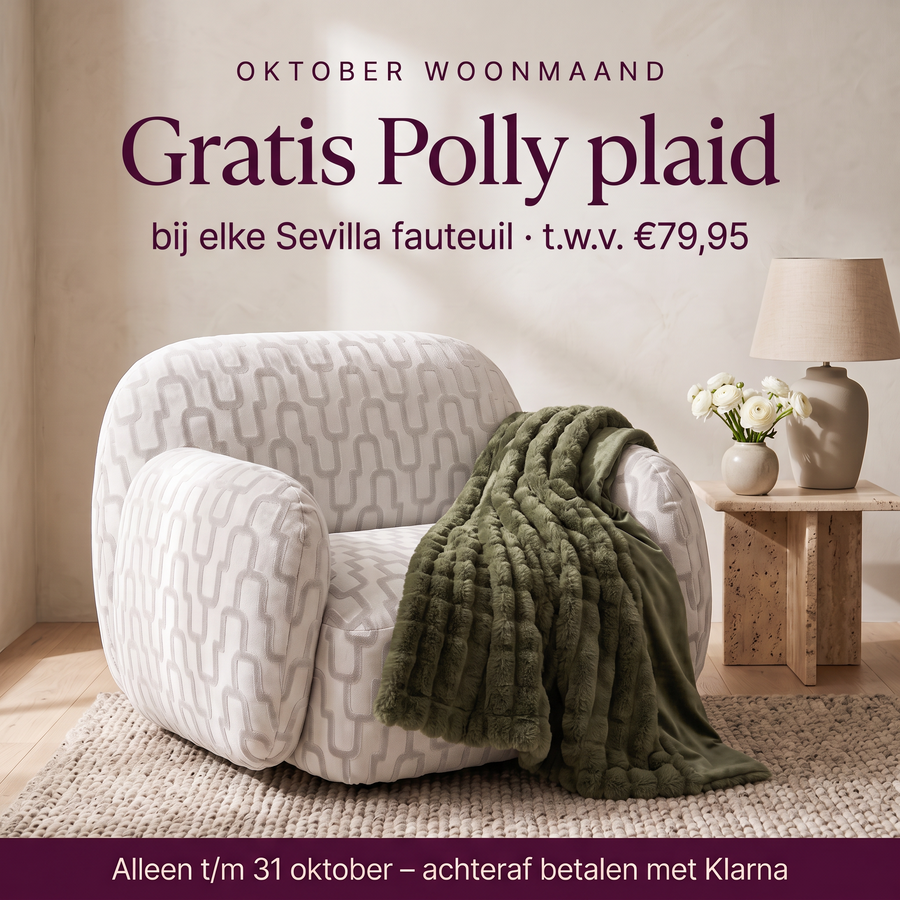 V-WG-WGR Sevilla fauteuil wit/grijs met gratis Polly plaid winter green