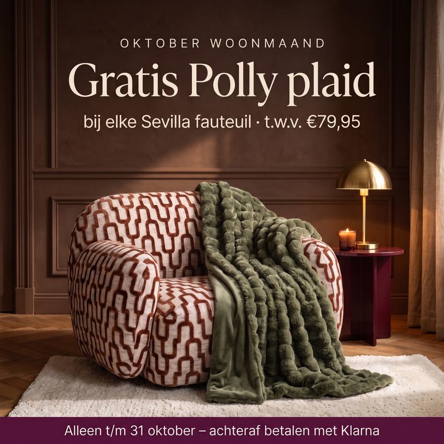 V-TC-WGR Sevilla fauteuil terracotta met gratis Polly plaid winter green