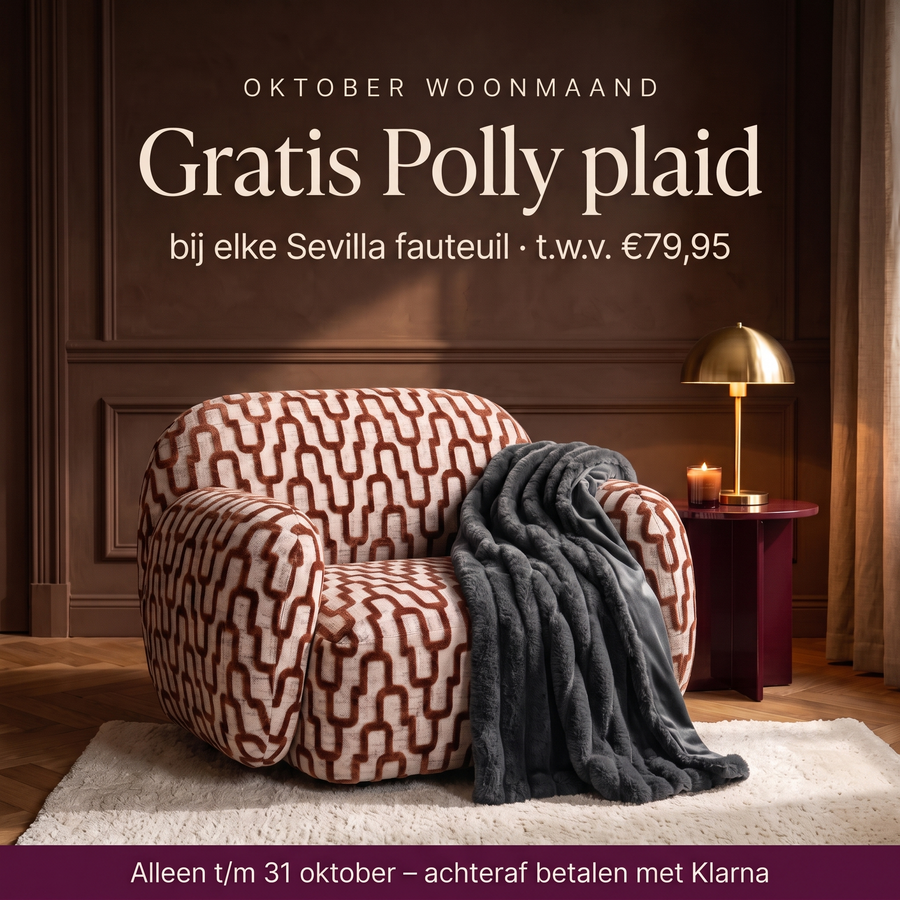 V-TC-DG Sevilla fauteuil terracotta met gratis Polly plaid dark grey