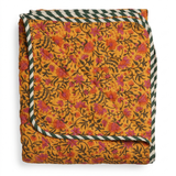 Plaid quilt katoen bloemenprint 140x180 cm – okergeel & groen