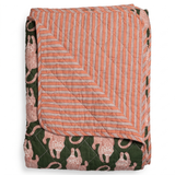 Plaid quilt katoen tijgerprint 140x180 cm – groen & roze