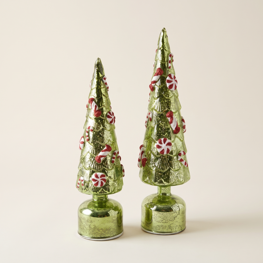 Kerstboom LED glas groen met zuurstokken klein en groot