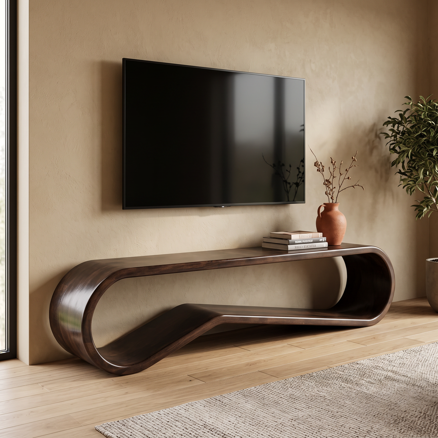 Tv-meubel Glossia in een warm interieur