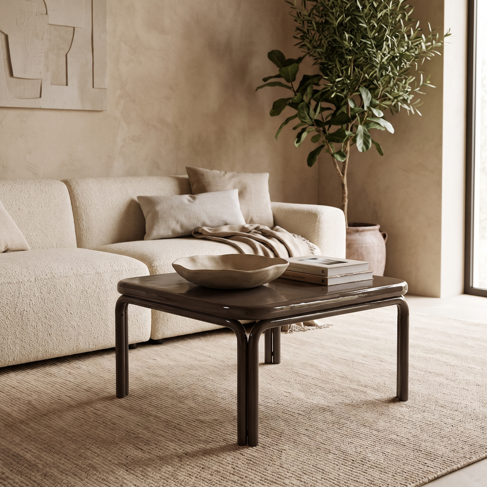 Salontafel Zilo donkerbruin in een warm interieur
