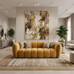 Mosterdgele Velours 3-Zits Bank 220 cm – Sofa LENA